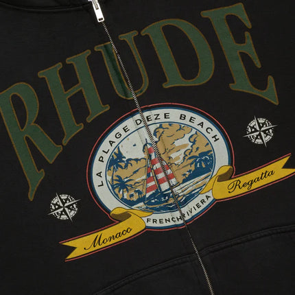 Rhude - Monaco Regatta Full Zip Hoodie - Vtg Black