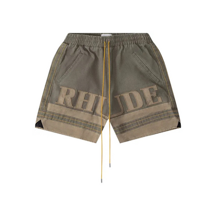 Rhude Embroidered Canvas Logo Shorts 'Olive/Tan'