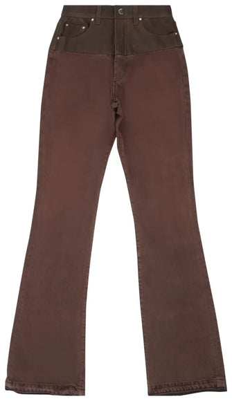 Amiri Hybrid Bootleg Jeans With Leather 'Brown'