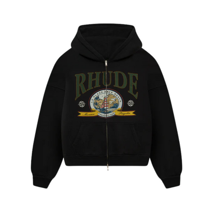 Rhude - Monaco Regatta Full Zip Hoodie - Vtg Black