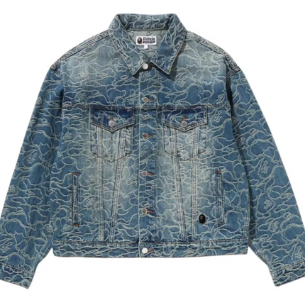 BAPE Line Camo Jacquard 13oz Denim Jacket Blue