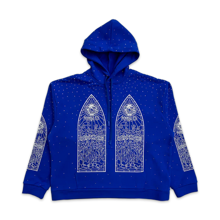 Who Decides War Rhinestone Hoodie - Indigo