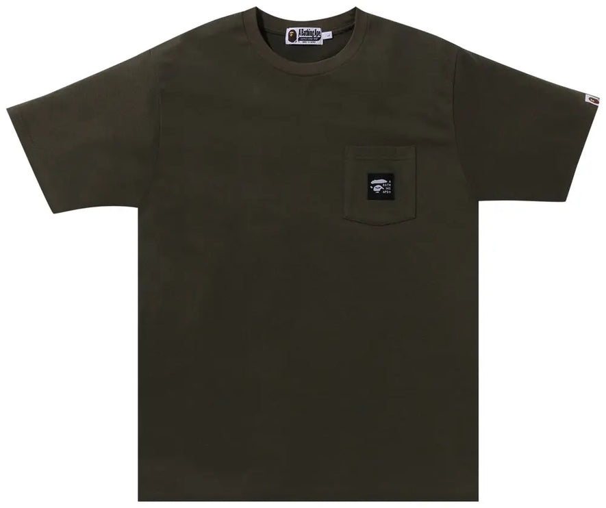 BAPE A Bathing Ape Label Pocket Tee 'Olive Drab'