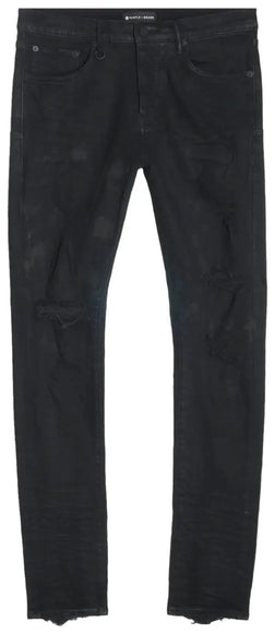 PURPLE BRAND Oil Spill Low Rise Skinny Jean Black