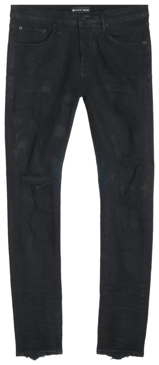 PURPLE BRAND Oil Spill Low Rise Skinny Jean Black