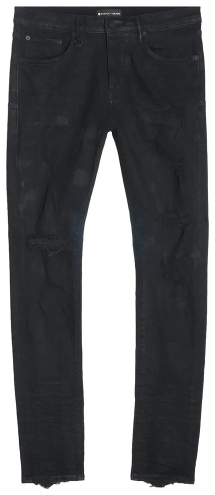 PURPLE BRAND Oil Spill Low Rise Skinny Jean Black