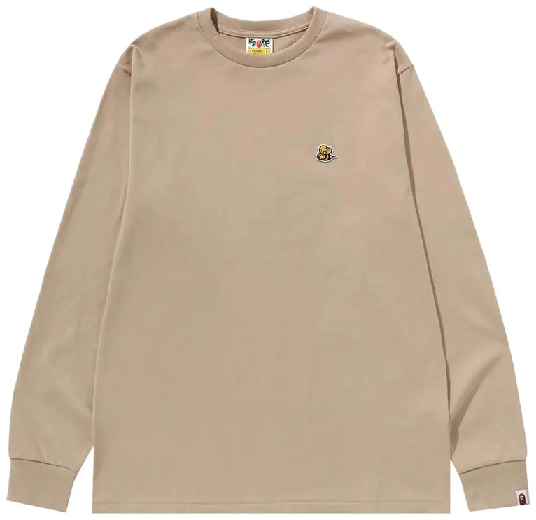 BAPE Bee One Point Long-Sleeve Tee 'Beige'