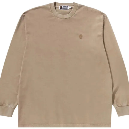 BAPE Ape Head One Point Garment Dyed Long-Sleeve Tee 'Beige'