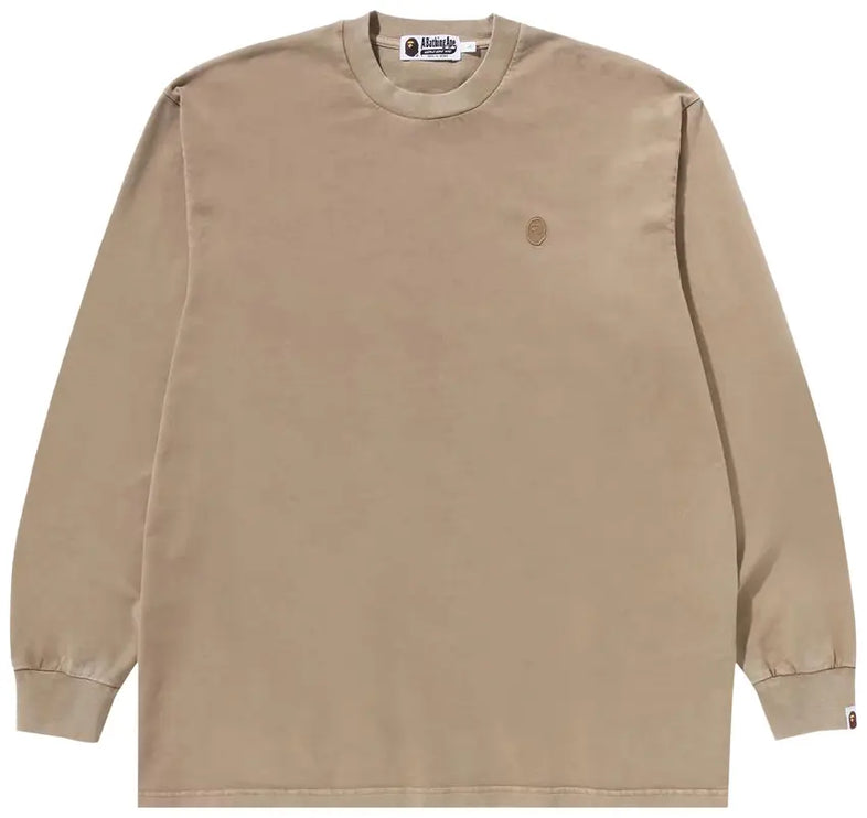 BAPE Ape Head One Point Garment Dyed Long-Sleeve Tee 'Beige'