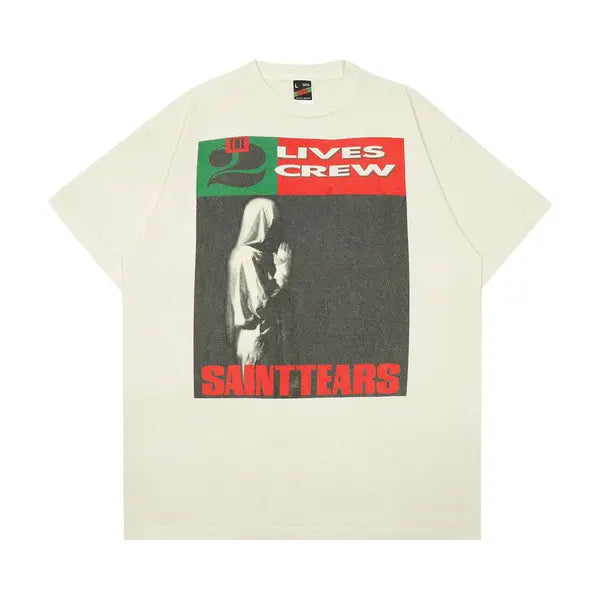 Saint Michael Denim Tears Lives Crew Tee White