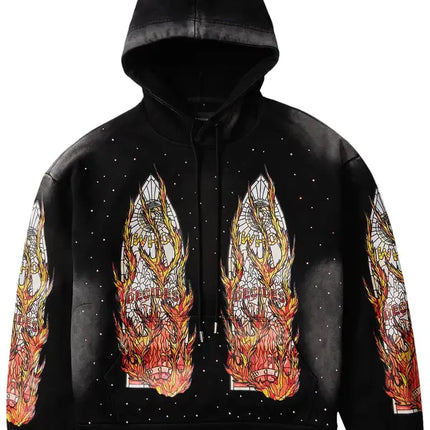 Who Decides War Flames Glass Hooded Sweatshirt 'Coal'