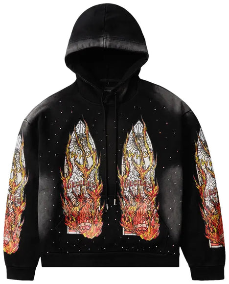 Who Decides War Flames Glass Hooded Sweatshirt 'Coal'
