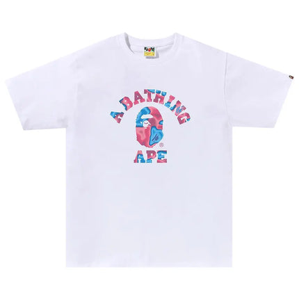 BAPE Liquid Camo College Tee 'White/Pink'