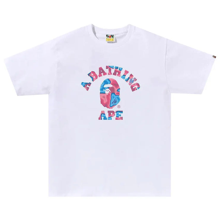 BAPE Liquid Camo College Tee 'White/Pink'