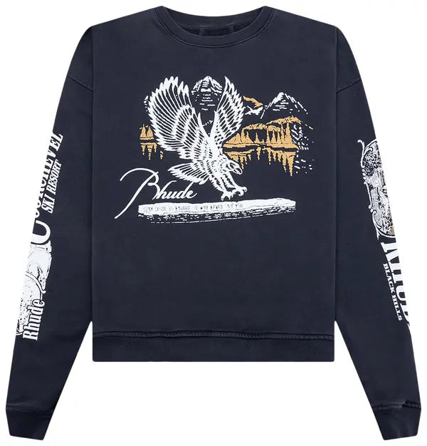 Rhude Pennant Flag Crewneck 'Vintage Black'
