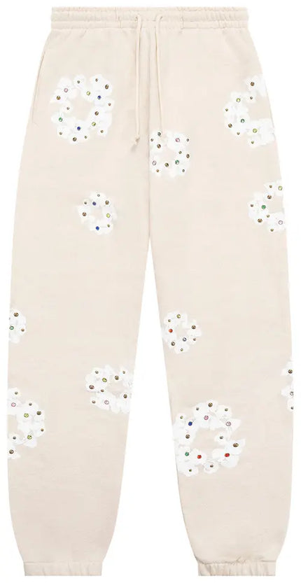 Denim Tears Rhinestone Cotton Wreath Sweatpants Oatmeal
