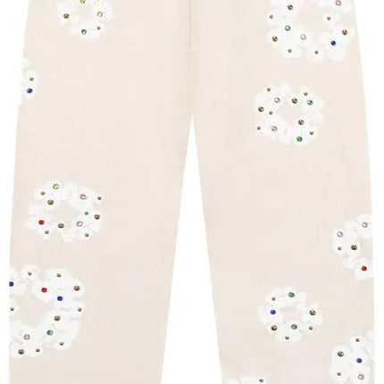 Denim Tears Rhinestone Cotton Wreath Sweatpants Oatmeal
