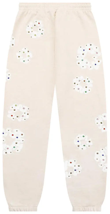 Denim Tears Rhinestone Cotton Wreath Sweatpants Oatmeal