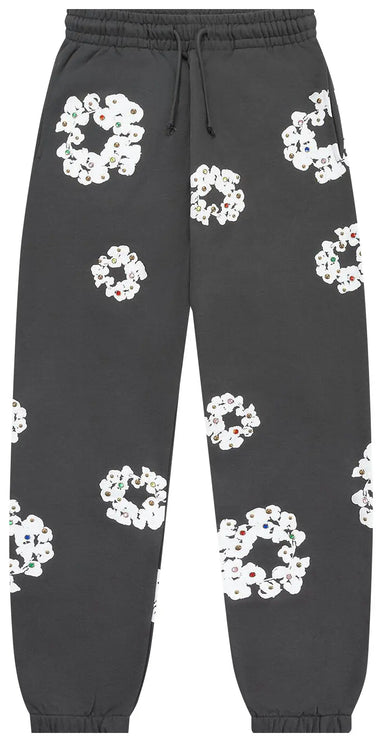 Denim Tears Rhinestone Cotton Wreath Sweatpants Vintage Black