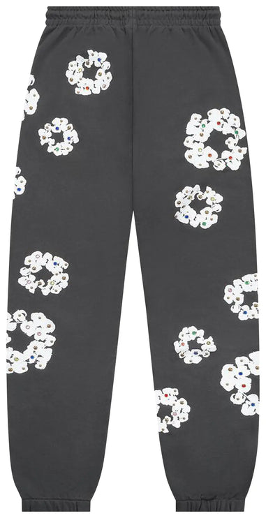 Denim Tears Rhinestone Cotton Wreath Sweatpants Vintage Black