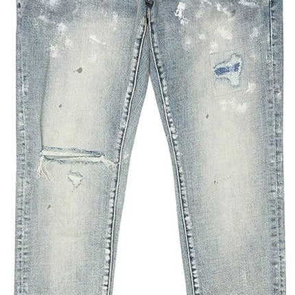 Purple Brand Light Indigo Paint Blowout Jean Light Blue