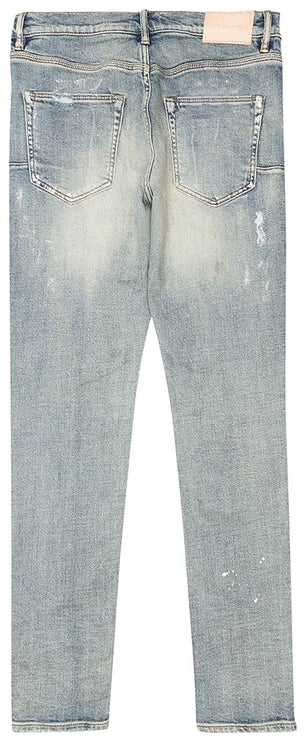 Purple Brand Light Indigo Paint Blowout Jean Light Blue