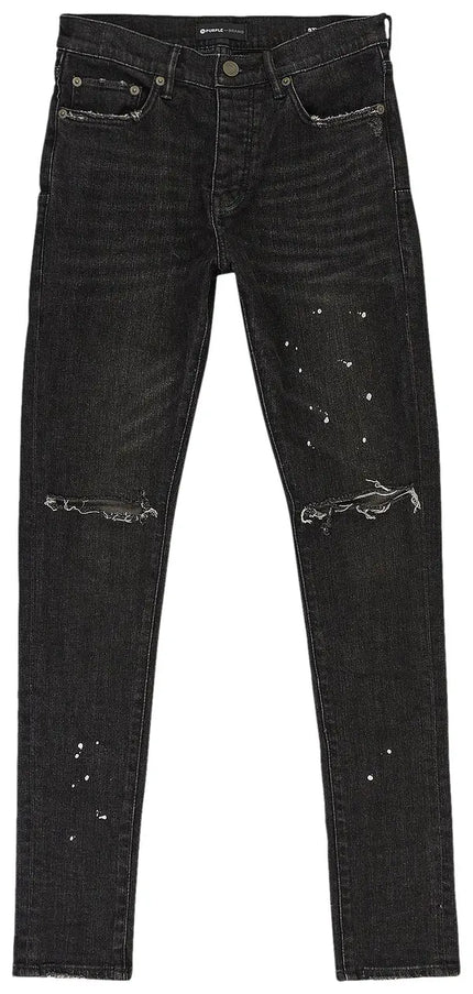 PURPLE BRAND Over Spray Skinny Jeans Black