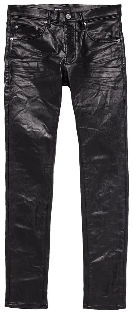 PURPLE BRAND Patent Leather Film Skinny Jeans Black