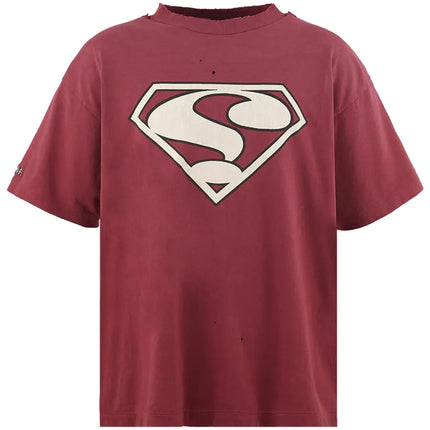 SAINT Mxxxxxx ? Short-Sleeve T-Shirt Burgundy - Damage and destruction