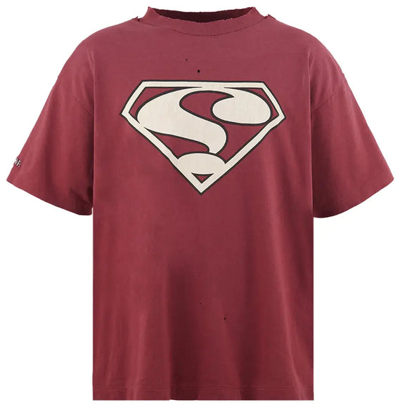 SAINT Mxxxxxx ? Short-Sleeve T-Shirt Burgundy - Damage and destruction