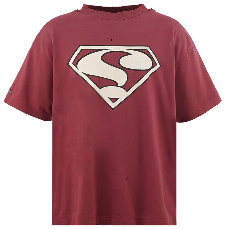 SAINT Mxxxxxx ? Short-Sleeve T-Shirt Burgundy - Damage and destruction