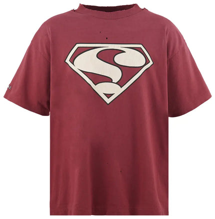 SAINT Mxxxxxx ? Short-Sleeve T-Shirt Burgundy - Damage and destruction