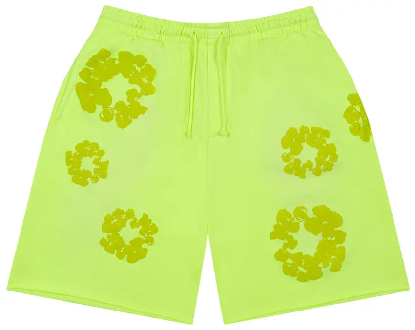 Denim Tears Mono Cotton Wreath Sweatshorts 'Neon Green'
