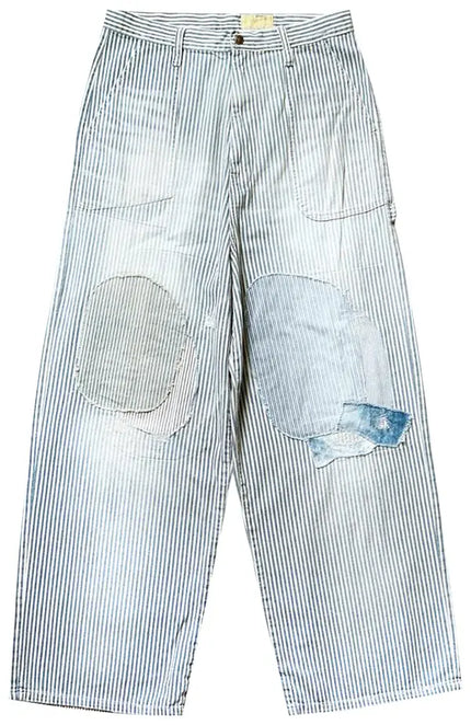 KAPITAL 10oz HICKOREE Stripe Painter PORT Baggy Pants