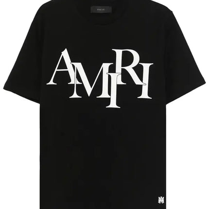 Amiri Staggered Logo Tee 'Black'