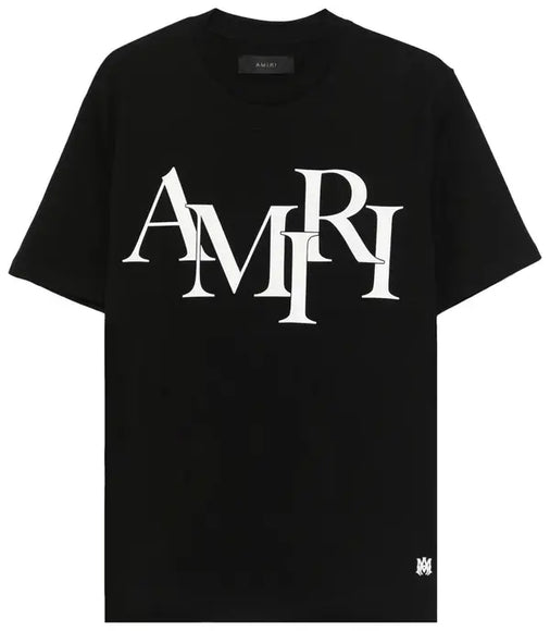 Amiri Staggered Logo Tee 'Black'
