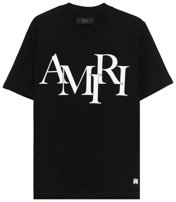Amiri Staggered Logo Tee 'Black'