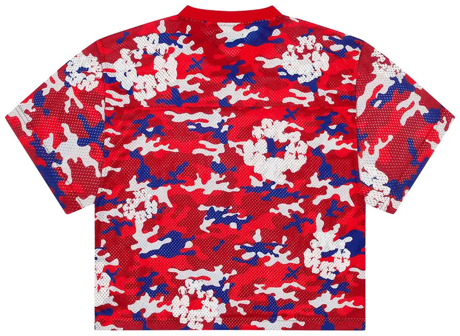 Denim Tears Camo Cotton Wreath Mesh Football Top 'Red'