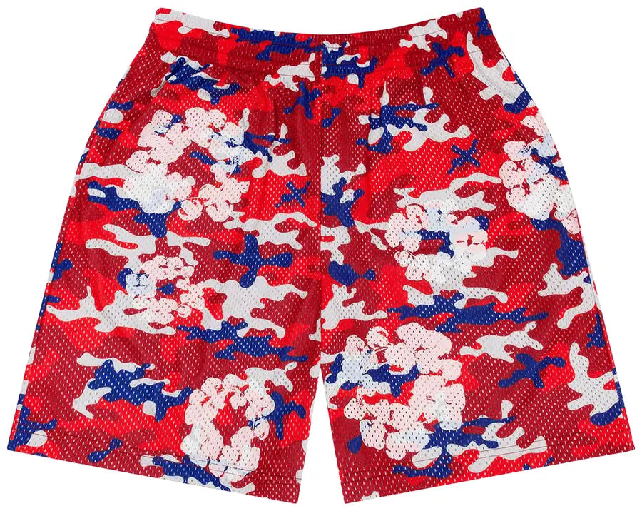 Denim Tears Camo Cotton Wreath Mesh Shorts Red