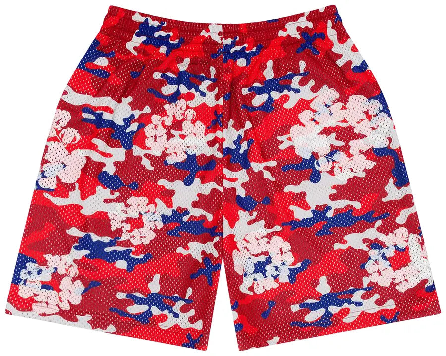 Denim Tears Camo Cotton Wreath Mesh Shorts Red