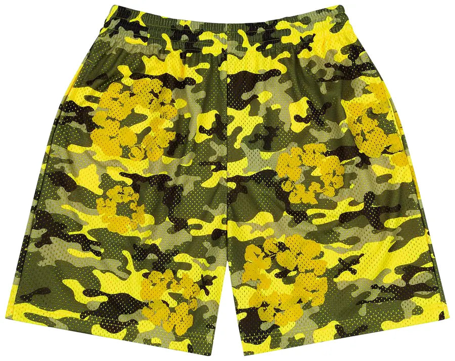 Denim Tears Camo Cotton Wreath Mesh Shorts Yellow