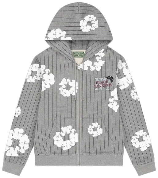 Denim Tears Pinstripe Wreath Zip Hoodie 'Grey'