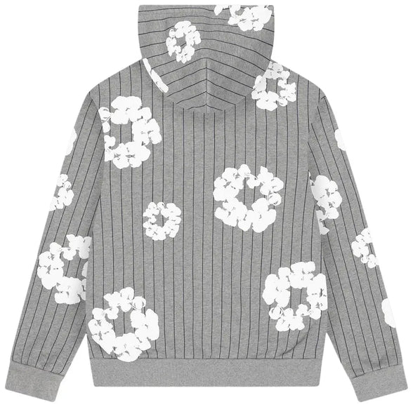 Denim Tears Pinstripe Wreath Zip Hoodie 'Grey'