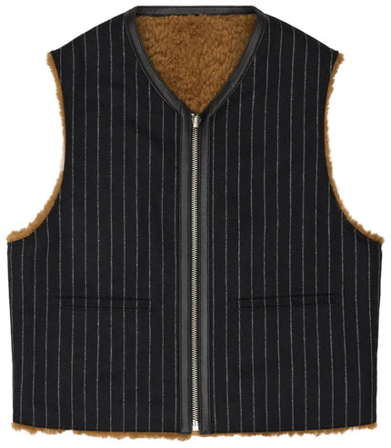 Denim Tears Reversible Pinstripe Shearling Vest 'Multicolor'