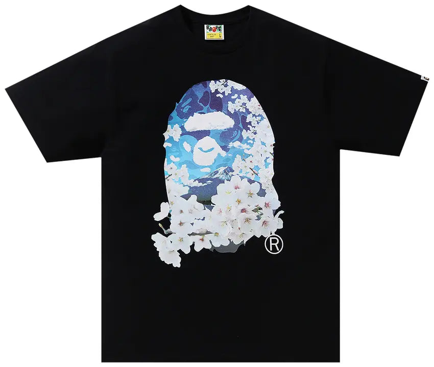 BAPE Sakura Photo Ape Head Tee 'Black'