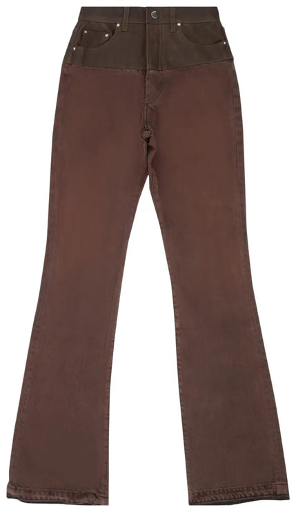 Amiri Hybrid Bootleg Jeans With Leather 'Brown'
