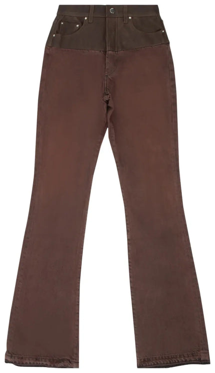 Amiri Hybrid Bootleg Jeans With Leather 'Brown'