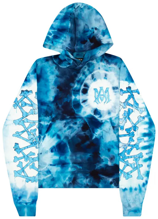 Amiri Tie Dye Bones Hoodie 'Blue'