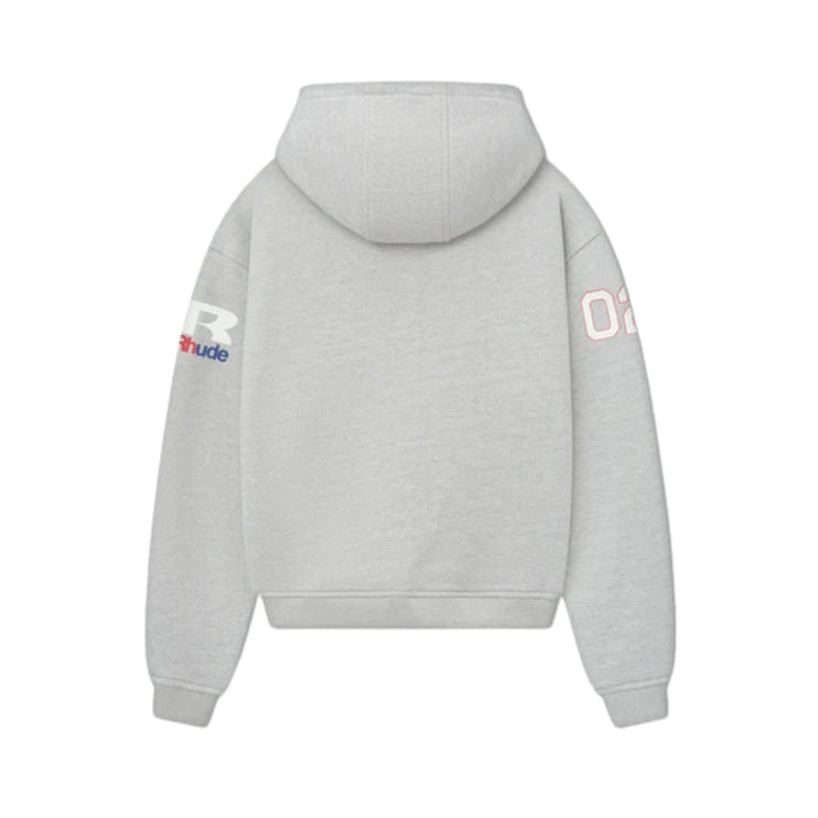 Rhude Racing Zip-Up Hoodie - Heather Grey