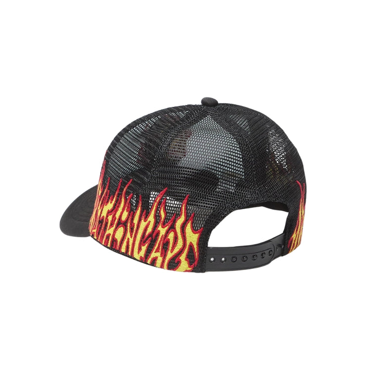BAPE Embroidery Fire Logo Trucker Cap Black